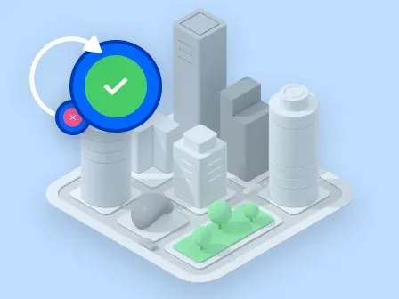 Image showing an override city with a green checkmark icon
