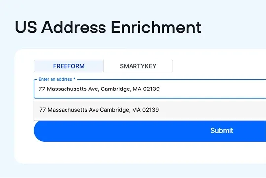 Body image showing the US Address Enrichment tool at work