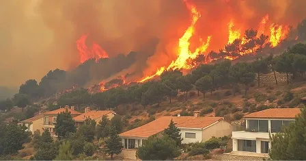 body image displaying a wildfire that affects multiple properties