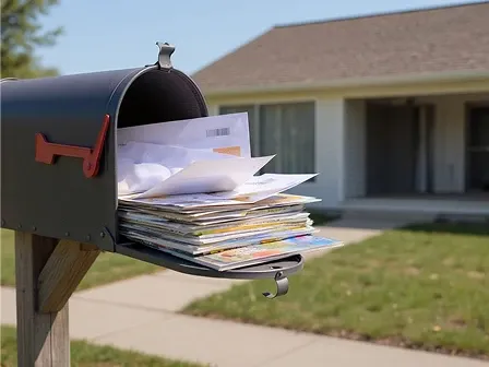Image of a mailbox overflowing with mail due to a vacancy