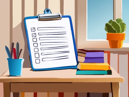 Image showing a checklist and books 