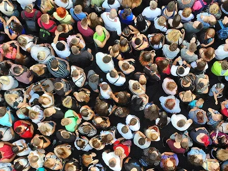A body image showing an overhead view of a crowd of people