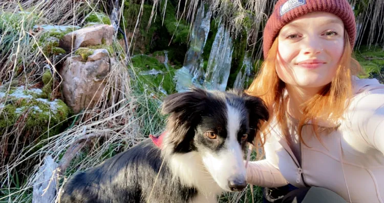 Brenyn hiking with her dog