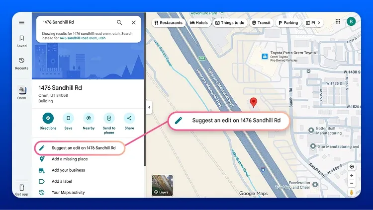 Suggest an edit on Google Maps
