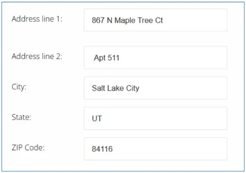 Address example with address line 2