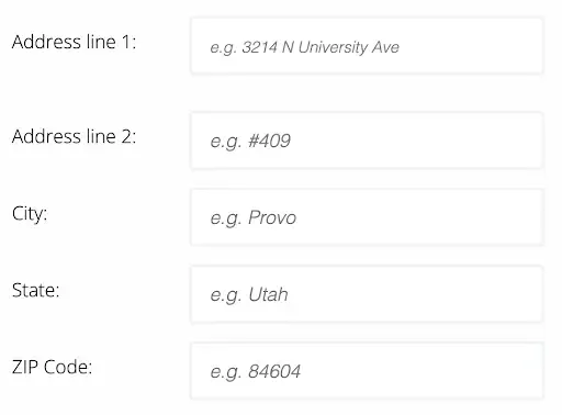 address form field boxes