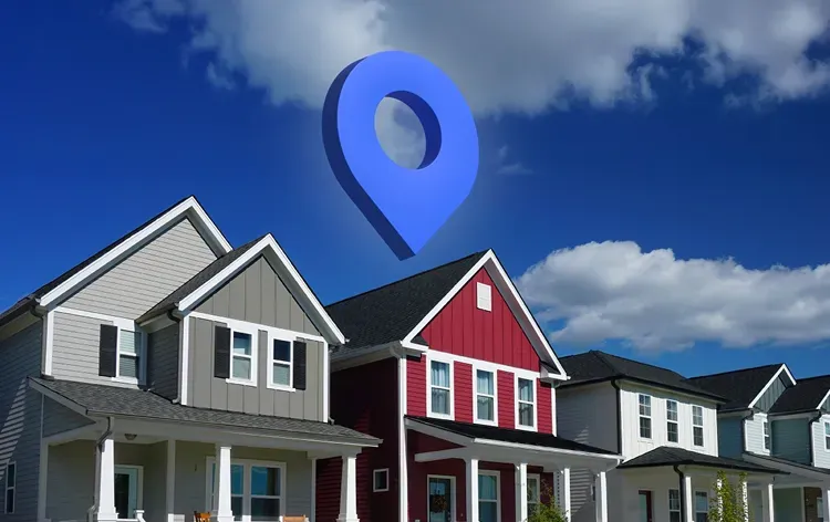 An alias location indicated by a Smarty pin floating over a house