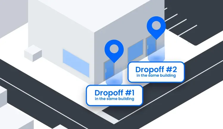 Type 2: Neighbor location aliases - a building with two dropoff doors