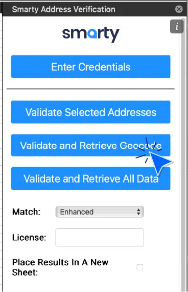 Smarty Address Verification plugin interface screenshot 