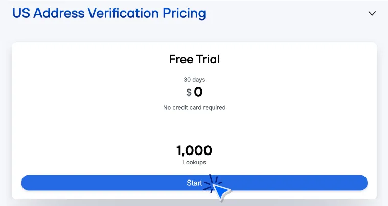 US Address Verification Pricing page. 