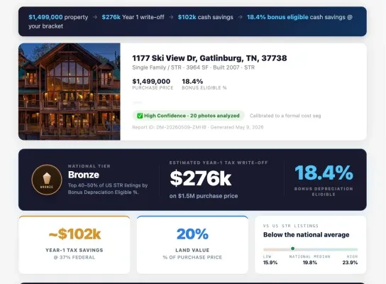 DepreciMax dashboard image showing a home and quick land value assessment