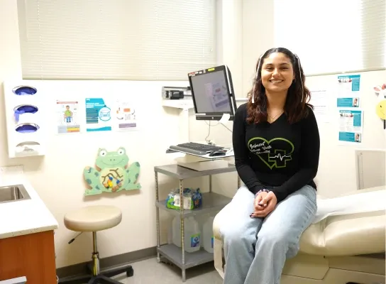 Image showing a student at a health center.