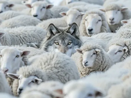 Wolf hiding among sheep