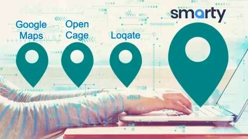 Popular geocoding services map pins