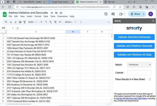 Start validating addresses