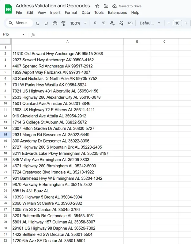 Merging address fields into a single column