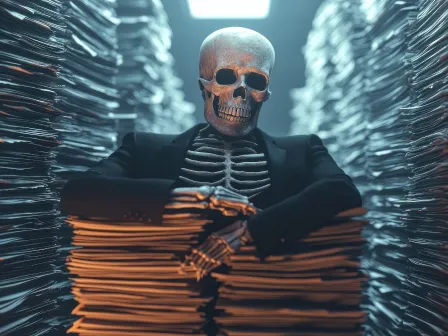 Haunted skeleton keeping the records