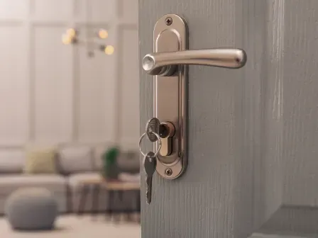 Doorknob with key in it