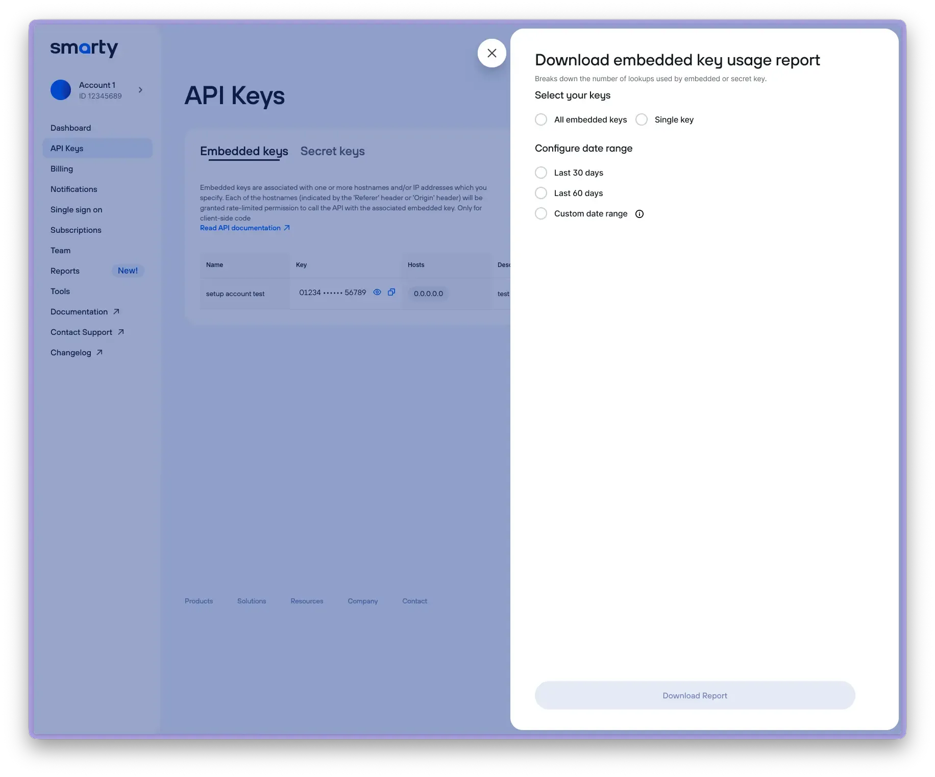 Select usage report options