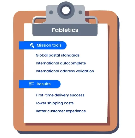 Body image of the results Fabletics saw from implementing Smarty: delivery success, lower shipping costs, and better customer experiences