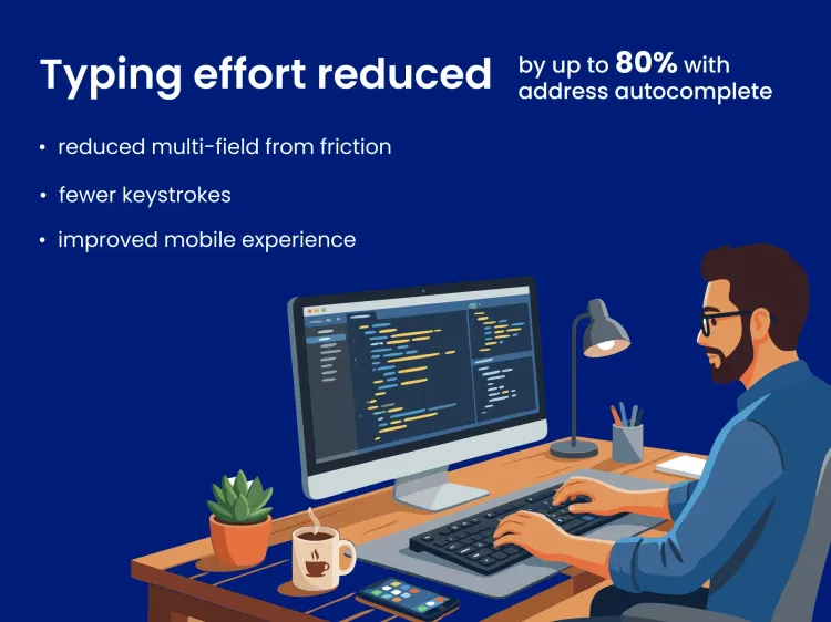 Title graphic - Typing effort reduced by up to 80% with address autocomplete