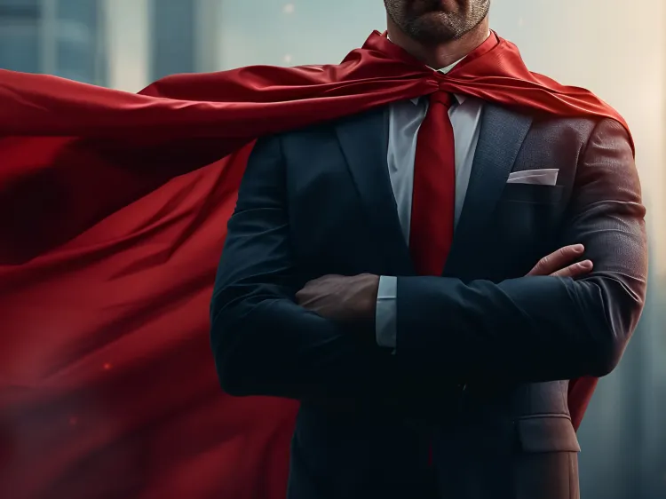 Image showing a man wearing a suit and superhero cape