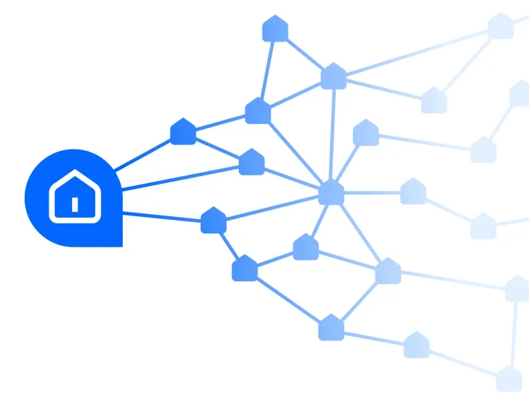 Title graphic that shows a house icon connecting to other house icons