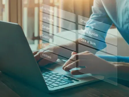 Man filling out an online form
