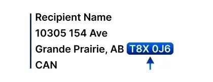 Canada postal code format example