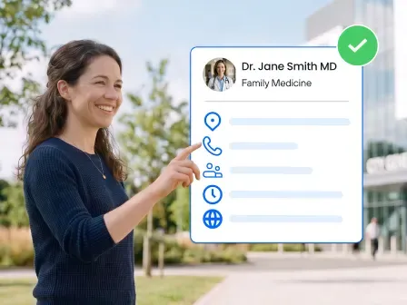 Image of a patient reviewing verified provider information to find an accurate healthcare location