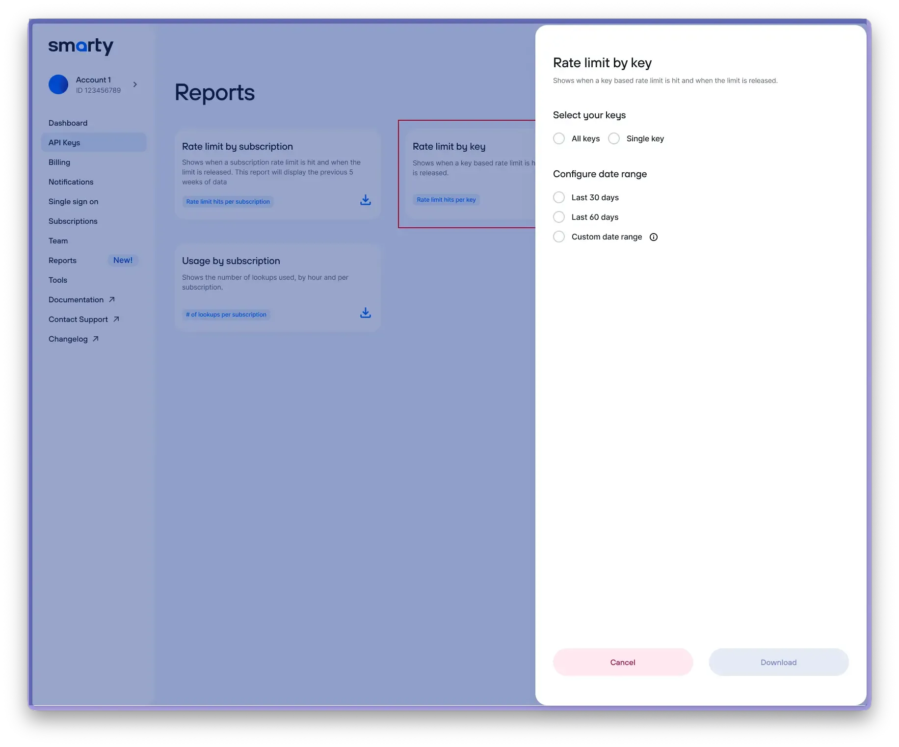 Rate limit report options