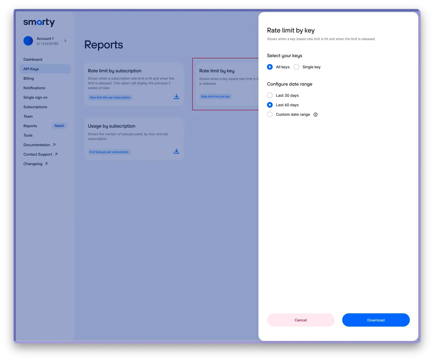 Rate limit report options