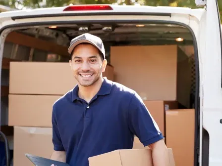 Smiling delivery person