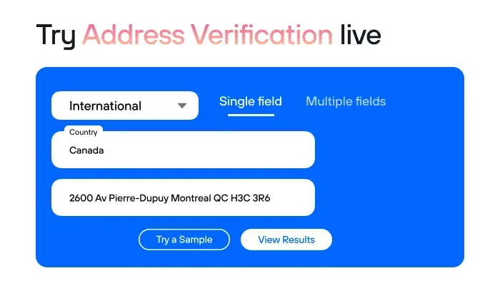 International Address Verification for a single address