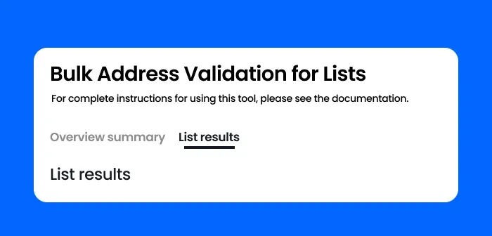 Bulk Address Validation for Lists