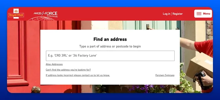 Type an address into Royal Mail's website