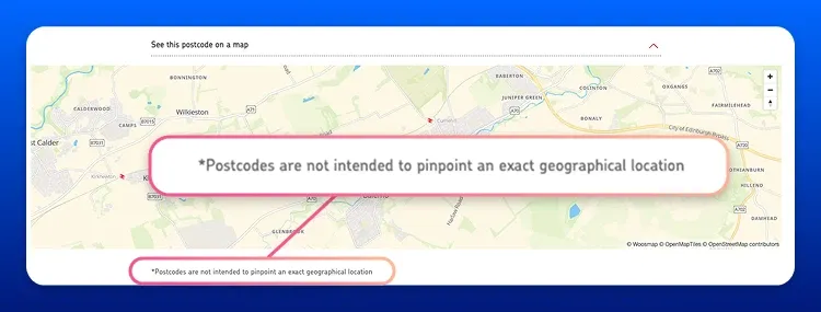 Dropdown to see the postcode appear on a map