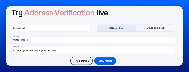 Enter UK address and click "View results"