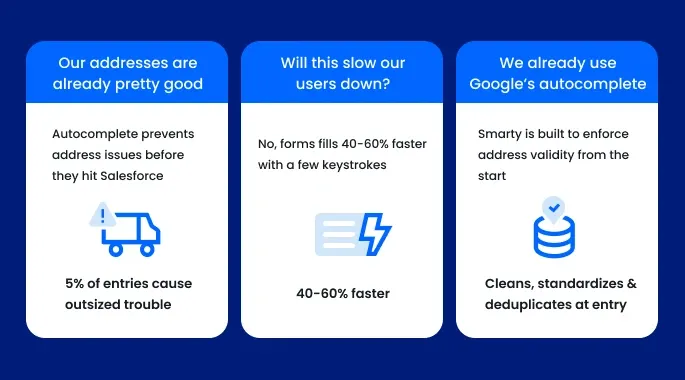 Common questions about using Smarty's address autocomplete with Salesforce