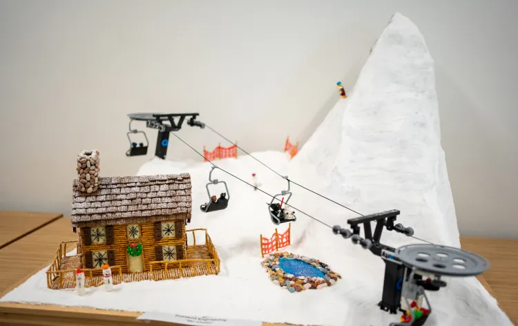 Image showing a ski-chalet-themed gingerbread house