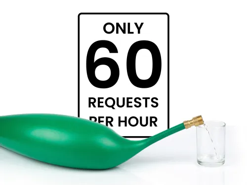 Title image that shows USPS's new 60-per-hour rate throttling as if it's a hose that's blocked off