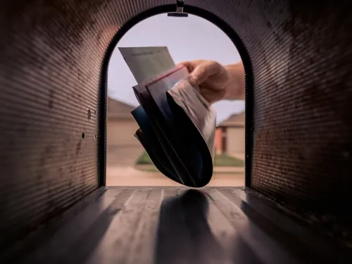 Image showing mail being placed in a mailbox