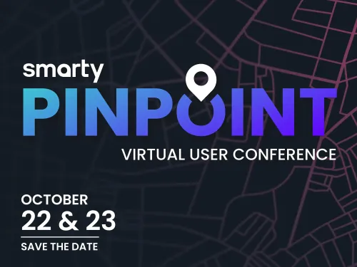 Header text announcing Smarty's user conference, Pinpoint, for 2026 on October 22-23, 2026