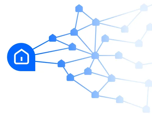 Title graphic that shows a house icon connecting to other house icons