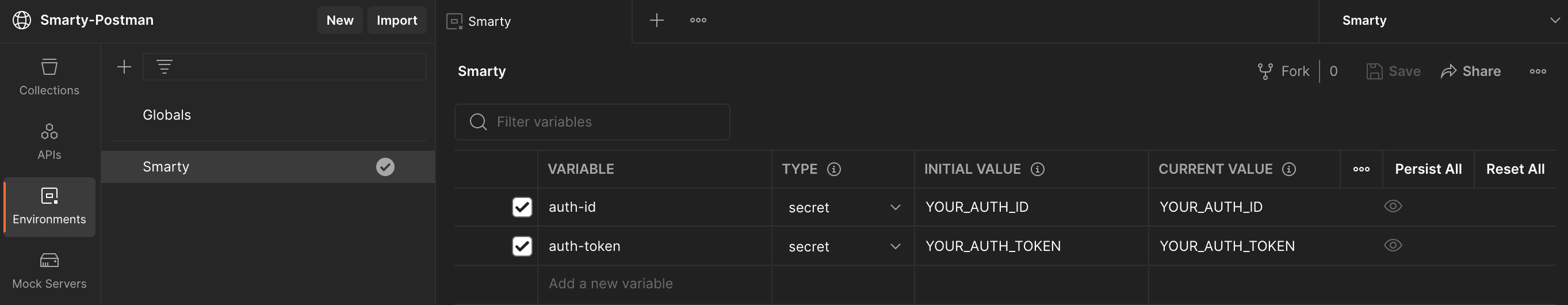 Postman example