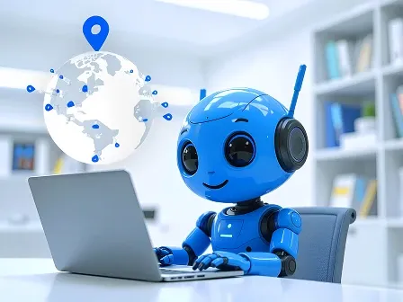 Image showing a happy AI robot helping with insurance processing tasks