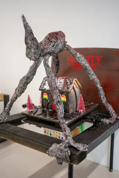 Image showing a Stranger-Things-themed gingerbread house