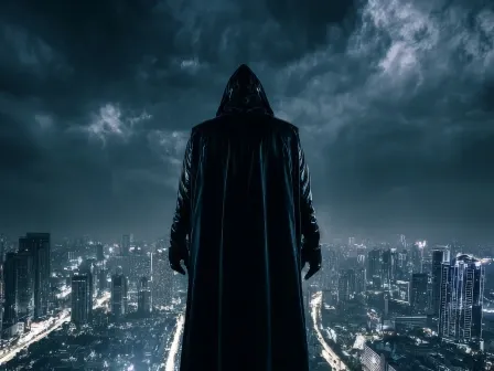 Image showing a villain looming over a city