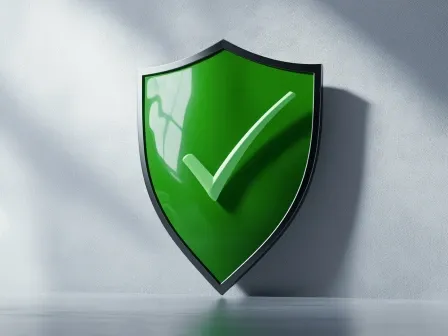 Green checkmark on a shield indicating a health-compliant address solution