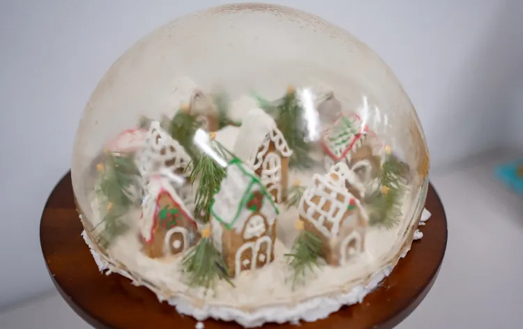 Image showing a snow-globe-themed gingerbread house